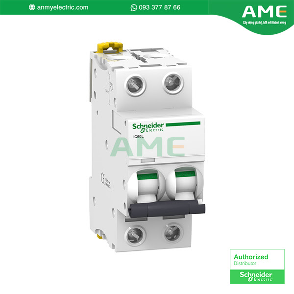 Cầu dao tự động MBC ACTI9 iC60H & iC60L A9F94225 chính hãng Cầu dao tự động ACTI9 - MBC iC60H & iC60L iC60L, 2P, 15kA, 230V, C curve - A9F94225