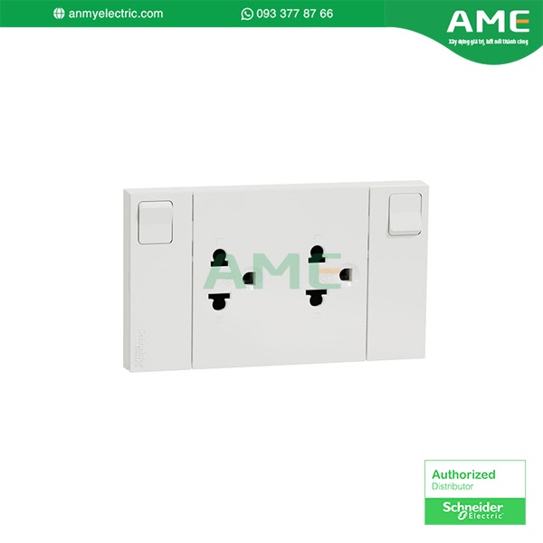Bộ ổ cắm đôi 3 chấu 16A có công tắc M3T_SIS_WE chính hãng Schneider