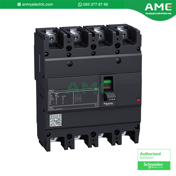 EZC250N4150 - cầu dao EasyPact EZC250N, TMD, 150A, 4 cực 3d. Bộ ngắt mạch EZC250N4150 đảm bảo an toàn cho thiết bị điện, độ bền đạt tiêu chuẩn IK07
