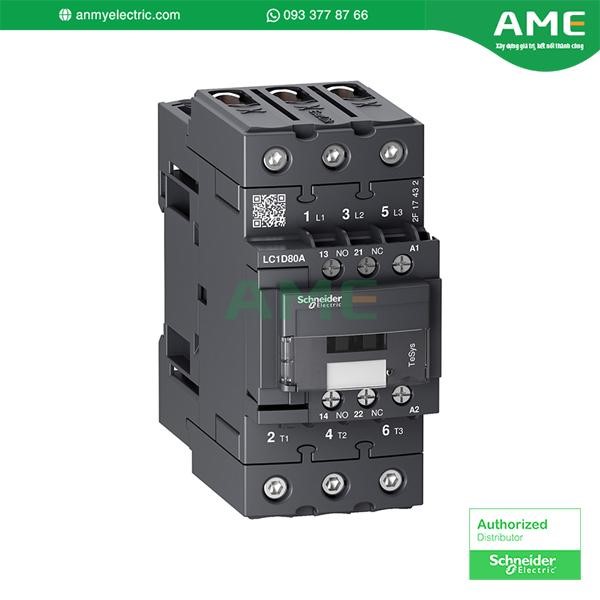 Khởi động từ Tesys D 9-150A với cuộn dây điều khiển loại AC - LC1D80AQ7 Khởi động từ Tesys D 9-150A với cuộn dây điều khiển loại AC - LC1D80AQ7