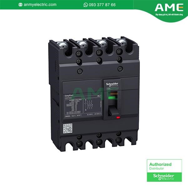 EZC100N4075 Schneider dòng EasyPact EZC100N Series, điện áp 400/415V, điện áp định mức 550VAC/250VDC. Dòng định mức 75A, số cực 4P Cầu dao tự động dạng khối EZC100N4075 chính hãng từ Schneider