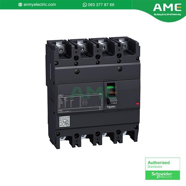 EZC250N4200 - cầu dao EasyPact EZC250N, TMD, 200A, 4 cực 3d. Cầu dao tự động dạng khối EZC250N4200 chính hãng từ thương hiệu Schneider