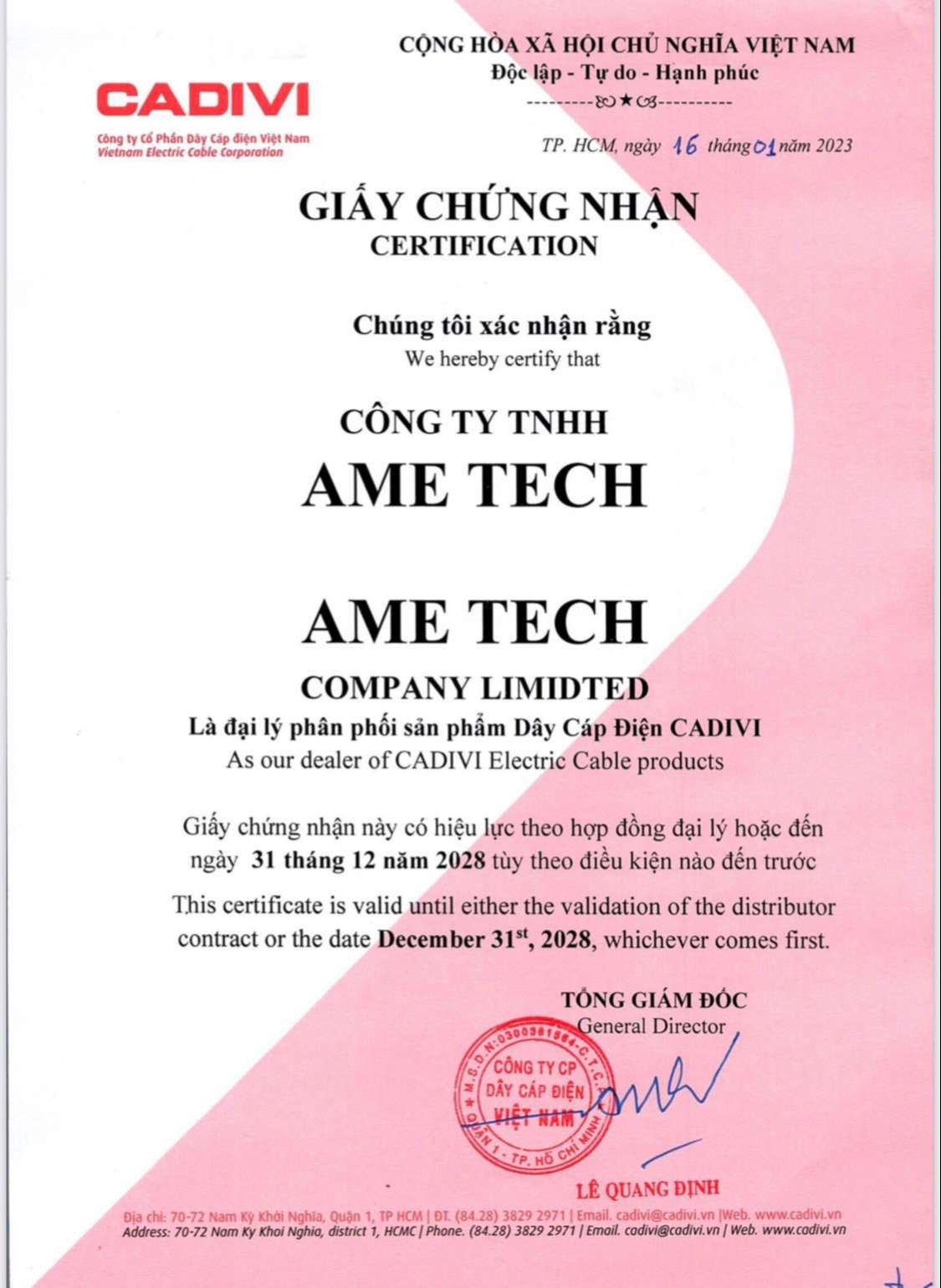 giấy chứng nhận