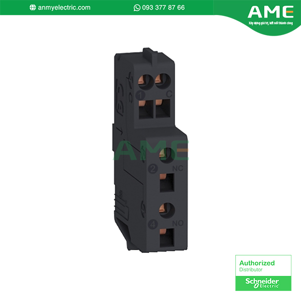 GV4AE11 · Khối tiếp điểm phụ, cho cầu dao động cơ GV4 · Kết nối bằng các đầu nối lò xo · Dễ dàng lắp đặt nhờ cơ cấu cố định đa năng Khối tiếp điểm phụ GV4AE11 chính hãng từ thương hiệu Schneider