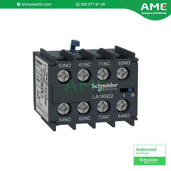 LA1KN04 · Đáp ứng nhu cầu tiếp điểm điều khiển nhiều hơn cho contactor và rơle điều khiển TeSys K · Lựa chọn dễ dàng cho các ứng dụng đơn giản Khối tiếp điểm phụ LA1KN04 chính hãng từ Schneider