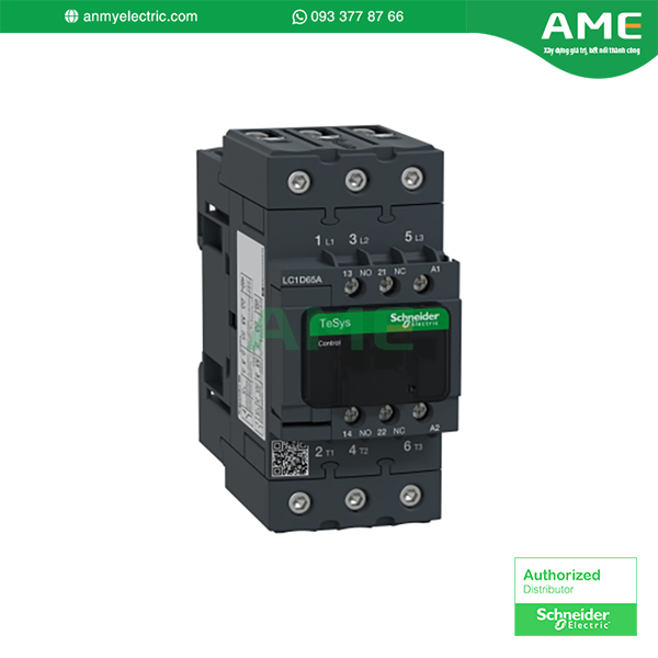 Khởi động từ LC1D65AE7 chính hãng Schneider Khởi động từ LC1D65AE7 đạt tiêu chuẩn châu Âu