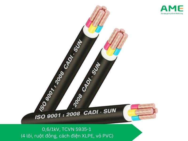 0,61kV, TCVN 5935-1 (4 lõi, ruột đồng, cách điện XLPE, vỏ PVC)