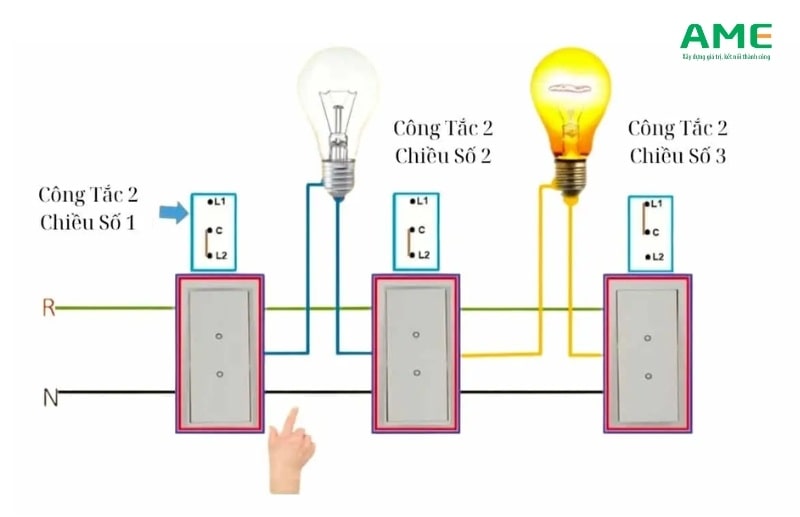 Cách làm Mạch điện 3 công tắc 2 bóng đèn