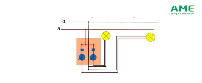Cách làm Mạch điện cầu thang 2 công tắc 2 bóng đèn